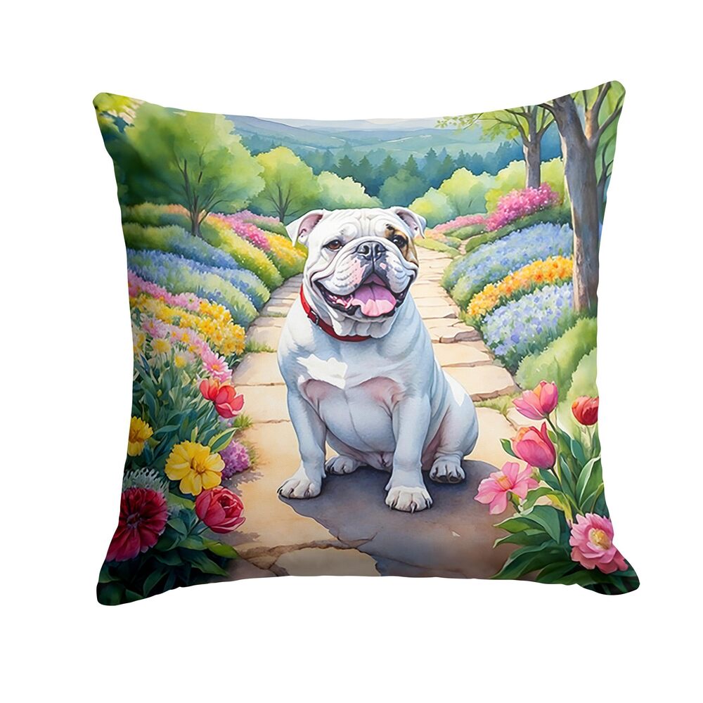 7527 Spring Path Throw Pillow, 18Hx18W, English Bulldog 6621